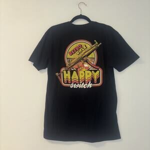 Retro Rifle Graphic Tee Mens Sz Lg Happy‎ Switch Guns Unique Funny Shirt Tshirt